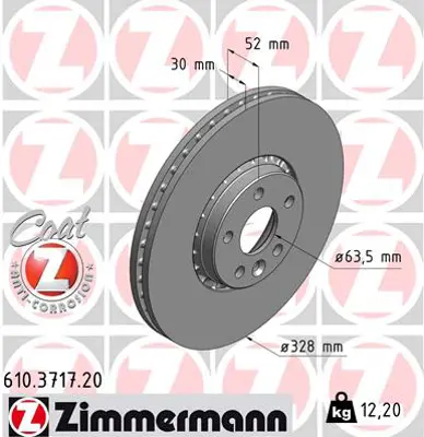 ZIMMERMANN  610.3717.20 Ön Fren Aynasi Adet Volvo Xc60 D3 D4 D5 2.4d 2.0t 3.2 T5 T6 ( 2008=>2017 ) ( Cap328x5 Bjn ) 31277342 204860 BBD4762 TB219362 562672JC DDF1801C 17985 V9580017 562672BC 1815204860