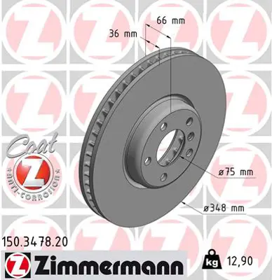 ZIMMERMANN  150.3478.20 Fren Diski On Sol Bmw F10 F07 F11 F12 F01 34116785669 BG9155C NBD1882 24013601152 BD3557 150347820 9C40513 8120111011C B2086V 150347832