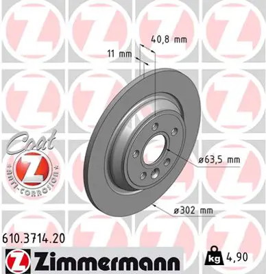 ZIMMERMANN  610.3714.20 Arka Fren Aynasi Volvo S60 Ii-10=> V60 10=>v70 08=> Xc70 07=> S80 10=> (302x5dl) Kaplamali  986479397 30769059 13579153 13576781 1421538 BDR237910 43882 204857 D1797 986479397 BS8212C