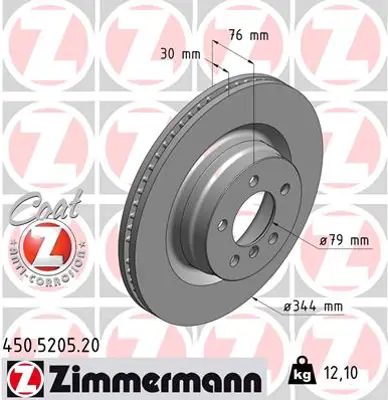 ZIMMERMANN  450.5205.20 Fren Diski On Range Rover 3 Vogue L322 05>12 24988V 17722 SDB500181 SDB500220 DDF1436C1 DSK2860 DDF1436C 54851 BV8611 SDB500182