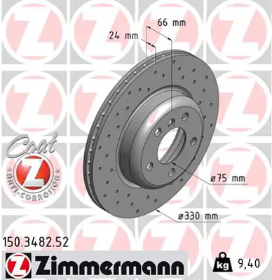 ZIMMERMANN  150.3482.52 Fren Diski On Bmw F10 F11 10> Havali Delikli 34116794429 92265825 DF6616S DSK3063 9C41013 34116793123 150348253 DDF2039C 34106883506 986479E07