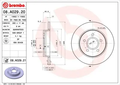 BREMBO 3031548 Arka Fren Disk Aynasi Focus Ii 04>c Max 07>1.6ti 16v 1.6tdci 1.8 Mazda Iii 03> Olcu (265×11×5 Bijon) 3M512A315AB DDF1226C 24011101551 MDC1642 230688C 986479169 7155230020PD 562361J 1618873880 BS8114C