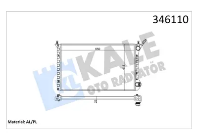 KALE AUD07A3009 Radyatör Doblo-Doblo Cargo 1.4 10/05> 1.6-1.9d 01> (Mek+ac) (Al/Pl/Brz) 46749018 DRM09061 80058N 735171 51867711 FT2262 359000392120 RA0110810 359000300930 17002262