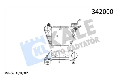 KALE BME039032 Turbo Radyatörü (Intercooler) Golf Iv-Bora-A3-Octavia-Toledo-Leon 1.9tdi (183x189.5x85) (Al/Pl/B 1J0145805B 376700704 1J0145803A AUDI8012O 1J0145803G 1J0145805H 1J0145803S 1J0145805D 1J0145803F 1J0145803T