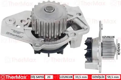 TherMax T01.304 Devirdaim Psa Bx 1.7 1.9 Zx 205 C15 Xantıa 1.9 306 1.8 120160 120148 95655209 WP0328 130087 538001910 WAP809500 95655210 120151 P815