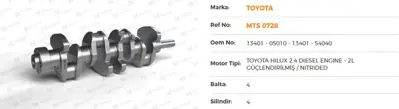 MOTUS 0728 Krank 94-98 Hılux 2.4d -2l- GM1205 1340154040 1340105010 12617060