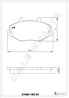 KALE  21469A0000KD20 On Fren Balatasi Transit T15 93>00 (Kale 21469a0000kd11) 1134159 239200 39200 BLF599 LP767 986494287 2201951 2021 986495112 BP1144