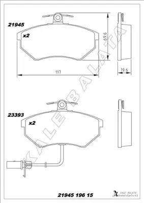 KALE  21945A0101KD13 Ön Balata Fişli Küçük Tip Passat-A4 (97-04) (Gdb1366) 8E0698151B JZW698151G 8E0698151M 8E0615115B 63112 8222152 37160 510391 T5122 598484