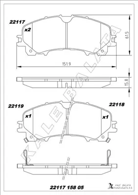 KALE  22117A0000KD11 Ön Fren Balata Nissan X-Trail 1.6l R9m Dci T32 Dizel (5 Koltuklu Araçlar İçin) 14-> D10604CC0A AN794WK T2426 986494821 D10603WU0A PNT2102 410608710R 732BSX 1675996380 670420