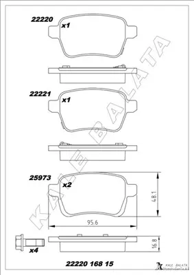 KALE  22220M0000KD13 Ön Fren Balatasi Adam 14>corsa E 14> (15 İnç Jant) 1605281 35082 T2462 16942 PD3752 39122150 573657J 670469 PAD2056 JQ101443