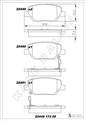 KALE  22449A0000KD13 Arka Balata Fiat Egea 16> 1.3d Mtj 1.4 1.6e-Torq 1.6d Mtj 77367717 2244901 C2F022ABE 35154 K6013030 13046056772 GDB2156 986495393 6121568 P23179