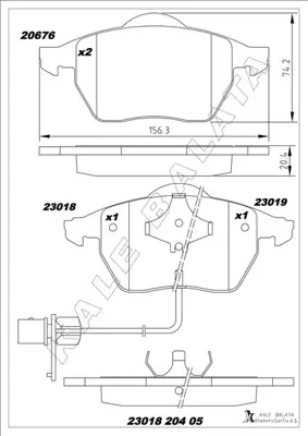 KALE  23018A0000KD13 Ön Balata Fişli Büyük Tip Passat-A4-A6 (97-04) (Gdb1307) BP12080 AKD0195 P85037 4B0698151AB 6000075 SKBK1090323 BPA039022 6382238 2203140 360704006900