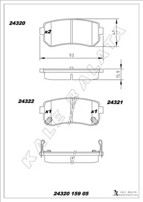KALE  24320A0000KD13 Arka Fren Balata Hyundai Accent Era 1.4l G4ee 06-10 / İ30 1.4l 1.6l 08-> / İx35 1.6l G4fd Gdi 11-> / Kia Ceed 1.4l 1.6l 07-> / Sportage 1.6l G4fd Gdi 09-> / Rio 1.4l 1.6l 05-> (Sürtünme Yüzeyi Eğik) GDB3421 583020ZA00 AC847881D 51K09 6922 FDB4235 WBP24949A 583021LA00 JQ101146 5P1344