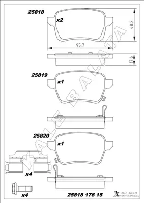 KALE  25818M0001KD13 Arka Fren Balatasi Opel Corsa E 14>19 Adam 14>19 (15 Jant) Rpo J67 Fiat Egea 16> 500l 13> (264mm) 1605285 986TB3200 AA0642 BSG25200020 13046027932NSETMS P59086N FK20090 5502223653 1681164880 B1G12013602