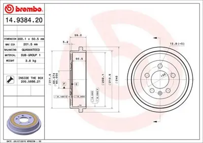 BREMBO  14938420 Arka Kampana Polo 01=> Fox 05=> A2 (00-05)-Cordoba (02-09)-Ibiza 02=>fabia 00=> 6Q0609617 6R0609617C
