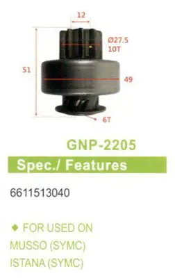 GENON  2205 (Umd-5765) 10 Dis Ssangyong Action-Korando-Kyron-Musso-Rexton 6611513040