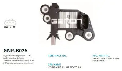 GENON  B026 12v Hyundai I10 1.1-Kia Picato 1.0 (Com. L. Df) 37300 02850 02600 02605 F000BL0105