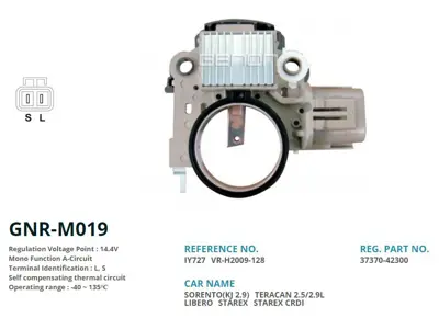 GENON  M019 12v Hyundai Starex Crdi (Ters Fis) Yeni Model 110 Amp Alt. (L S) VR H2009 128 IY727 37370 42300
