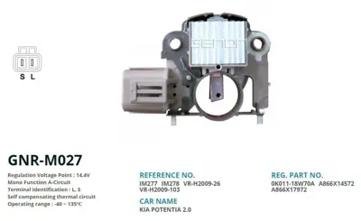 GENON  M027 12v Nissan-Mitsubishi (L S) VR H2009 26 VR H2009 103 IM277 IM27