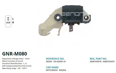 GENON  M080 12v Mitsubishi L300 Eski Model-Mazda E2200-323 (L R) VR H2009 18 IM205 A866T03070