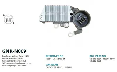 GENON  N009 12v Isuzu-Gm-Chevrolet-Suzuki 57.5mm (Li) VR H2005 24 IN251