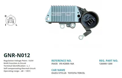 GENON  N012 12v Isuzu-Jaguar 63.5mm (Li) VR H2005 16A VR H2005 16DG IN435