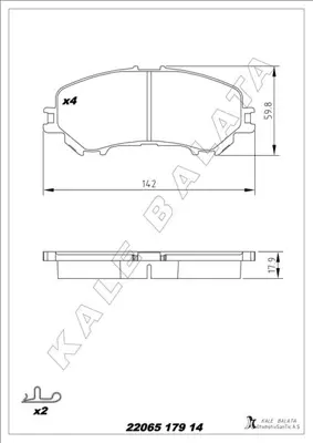 KALE  22065A0100KD11 Ön Balata Renault Kadjar 15> Koleos Ii 15> Nissan Qashqai (J11) 13> X Trail Iii 14> 410604EA0A D10604CA0A 410601596R