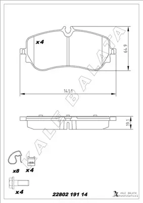 KALE  22802M0000KD20 Balata Arka Tge Panelvan / Van-Platform Şasi 16- 65508206002 65508206005 2H6698451