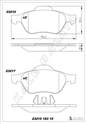 KALE  23215A0000KD13 Ön Fren Balatasi Renault Laguna Ii 01>05 Laguna Iii 07>15 Megane Ii 02> 7701206598 7701208183 7701209808