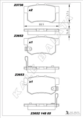 KALE  23652A0000KD13 Arka Fren Balata Honda Civic 1.4l 1.6l Vtec Ep Es Eu Fd6 Fk2 01-13 / Accord 2.0l F20 94-98 / Cr-V 2.0l K20 Rd8 02-06 / Legend 3.2l Ka7 Ka8 24v 91-96 / Suzuki Sx4 1.6l M16a Rw415 05-> 43022S9AE52 43022S9AE00 43022S7S010