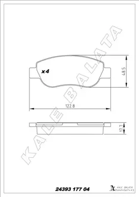 KALE  24393A0000KD13 Ön Balata Fiat Palio 96> 1.2 1.4  Renault Megane Ii 02> Scenic Ii 02> 1.4 1.5dci 77363782 98845340