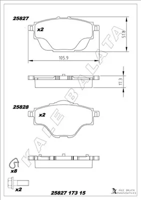 KALE  25827M0000KD11 Arka Fren Balatasi Astra L-Grandland-C4 Grand/Spacetourer-C5 Aircross-P508-P5008-P308-P3008-Ds4-Ds7   (290mm) 95525386 1609000980 1647874380