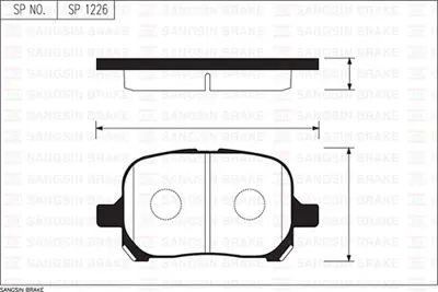 SANGSIN  SP1226 Ön Balata Camry (V20) 2.2-3.0 24v (96-01) (Gdb3277-Gdb3152) 446533180 446533130 WVA23855