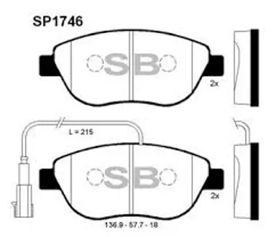 SANGSIN  SP1746 Ön Balata Doblo 1.3-1.9 Jtd 07>g.Punto 1.3 Mjt 05>stilo 05>linea-Bravo 07>idea 1.3 05>gdb1878(2 Fiş 77364875 77364473 77363958