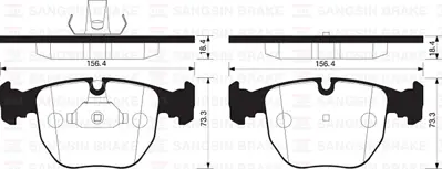 SANGSIN  SP2166 Ön Balatasi Bmw E39 520i-520d-530 (96-04)x5 3.0i-4.4-3.0d 00=>x3 E83 3.0sd-35d 06=>(Gdb1702-Gdb1261) 34111165227 34113427503 WVA21486