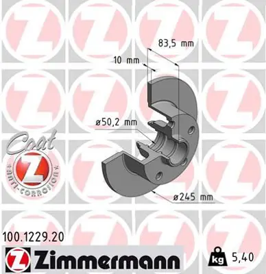 ZIMMERMANN  100.1229.20 Fren Diski Arka A4 1994-2001 986478759-Df2771 8D0615301B 8DO615601B 8DO615301B