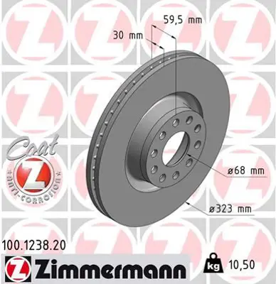 ZIMMERMANN  100.1238.20 Fren Diski. Ön. [323 /30-28 Mm]. Hava Kanalli. Kaplamali. Yüksek Karbon Alaşimli  986479060-Df4209s 4D0615301A