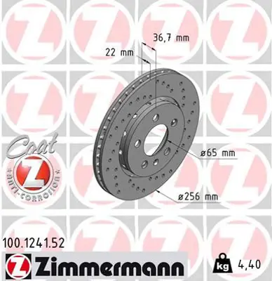 ZIMMERMANN  100.1241.52 Arka Fren Aynasi Golf Iv 1.8 T Gti 08/01/6.05) Golf V 2.0 Fsi Tdi (8.04=> Leon Octavia 256mm (Delikli)-986478482-Df4065 8N0615601B 8L0615601