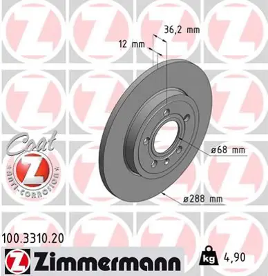 ZIMMERMANN  100.3310.20 Arka Fren Aynasi A4-A4 Avant 8ed.B7 2.0 Tfsi/2.0 Tdi/2.5 Tdi/2.7 Tdi.3.0 Quattro.3.0 Tdi.3.2 Fsi 986479252-Df4756 8E0615601M