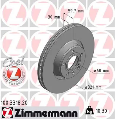 ZIMMERMANN  100.3318.20 Fren Diski Ön Audi A6-A8 2005-2011 4F0615301E