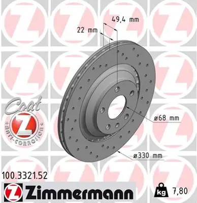 ZIMMERMANN  100.3321.52 Arka Fren Aynasi A6 2.0tfsi-Tdi-2.4-2.8fsi-2.7tdi-3.0tfsi-Tdi-3.2fsi-4.2fsi (04-11) (1kw- 2ee-2e (Delikli)-986479299-986479c64-Df4818s 4F0615601F