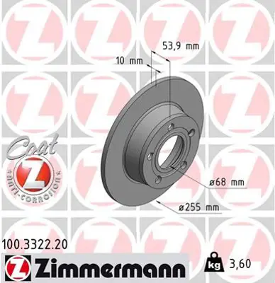 ZIMMERMANN  100.3322.20 Arka Fren Aynasi A6 1.8t-2.4-2.8-2.5tdi Quattro (97-05) 986478704-Df4126 4B0615601A