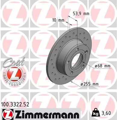 ZIMMERMANN  100.3322.52 Arka Fren Aynasi A6 1.8t-2.4-2.8-2.5tdi Quattro (97-05) (Delikli) 986478704-Df4126 4B0615601A