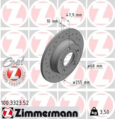 ZIMMERMANN  100.3323.52 Arka Fren Aynasi A6 1.8t Quattro/2.5tdi Quattro/2.7 T Quattro 97-04 Allroad 2.5tdi Quattro/2.7t Quat (Delikli)-986478480-Df4039 4B0615601B