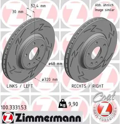 ZIMMERMANN  100.3331.53 Ön Fren Aynasi Havali A4-A4 Avant 1.8 Tfsi/2.0 Tfsi/2.0 Tdi/2.7 Tdi/3.0 Tdi/3.2 Fsi Quattro/S4 Quatt 986479468-Df6015s 8K0615301A