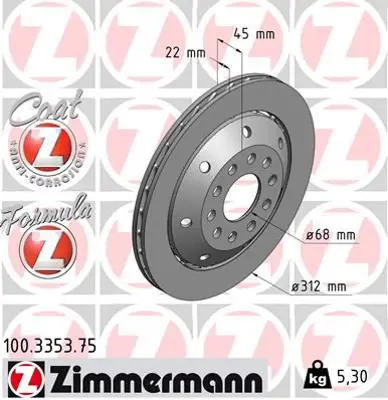 ZIMMERMANN  100.3353.75 Fren Disk 8D0615601E