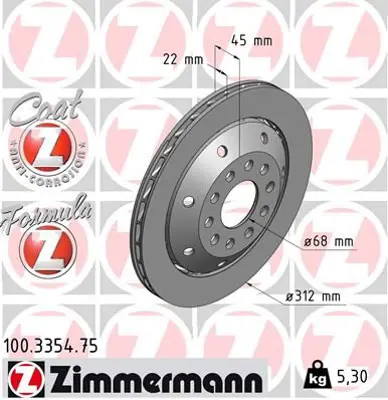 ZIMMERMANN  100.3354.75 Fren Disk 8D0615602