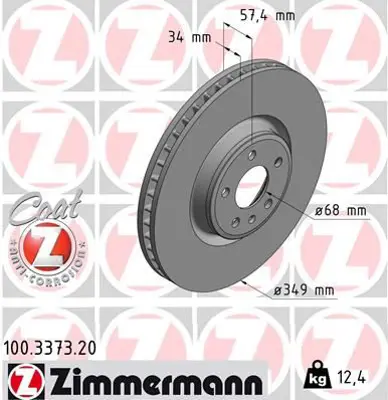 ZIMMERMANN  100.3373.20 Fren Diski A4 A5 A6 A8 Q5 Q7 Touareg 4M0615301AB 4M0615301AN 4M0615301P