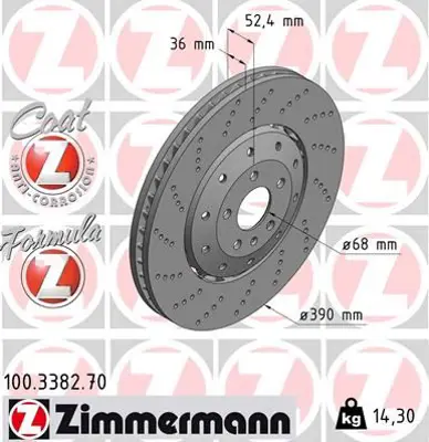 ZIMMERMANN  100.3382.70 Fren Disk 4G0615301AH 4G0615301E