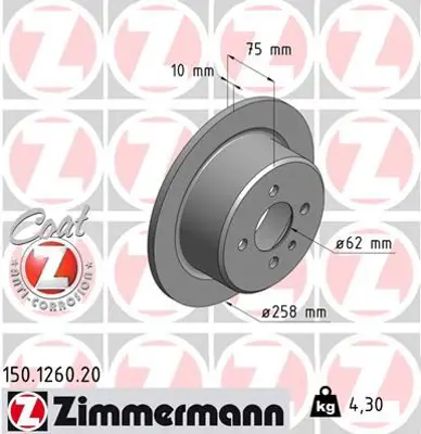 ZIMMERMANN  150.1260.20 Fren Diski  986478563-Df4334 34211155015 34211163145 34211163146
